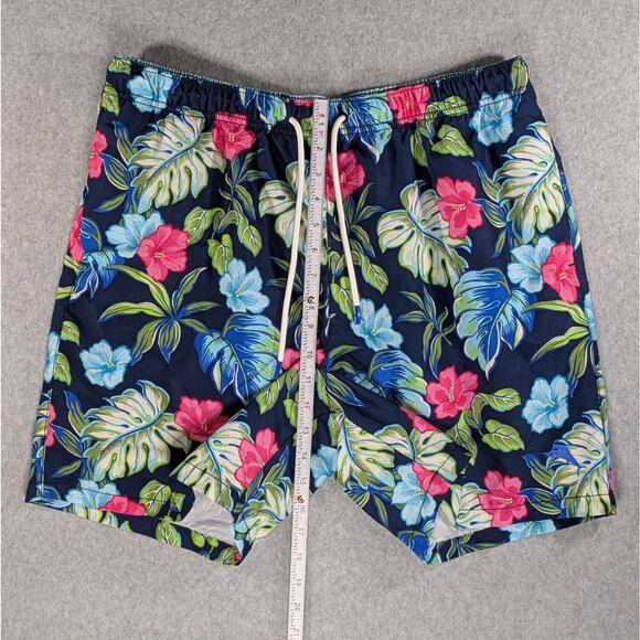 Tommy Bahama Swim Trunks L Navy Blue Floral Hawaiian Board Shorts Tropical - Picture 4 of 9